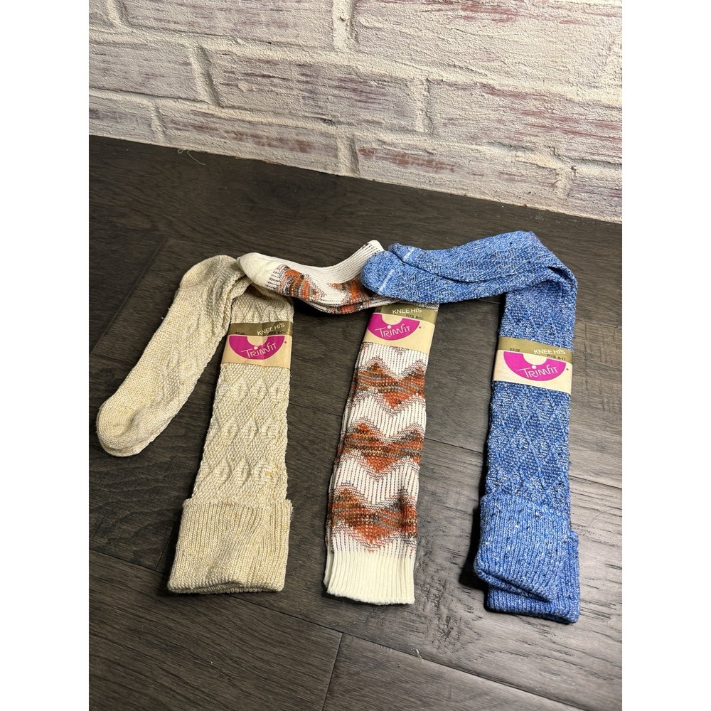 Vintage Knee-Hi's High Socks NWT 70's 80's NOS Multi Color NEW Old Stock Sz 9-11